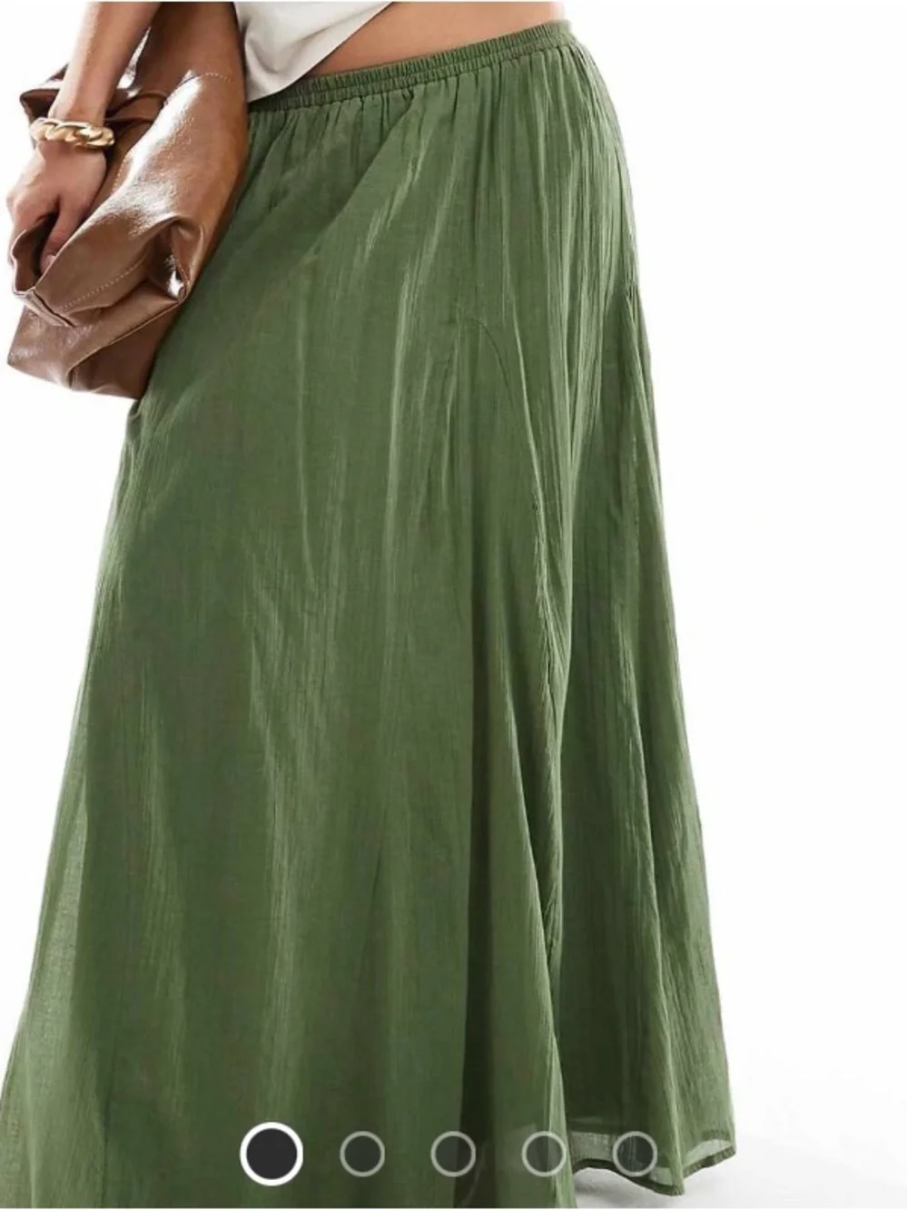 ASOS- Olive Green Maxi Skirt - Women's Flowing A-Line